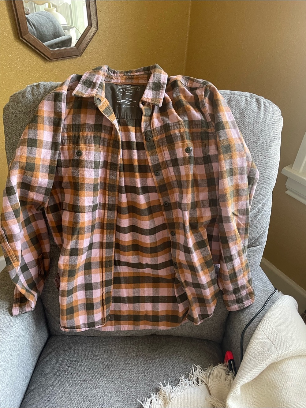 REI Pink and Brown Plaid Button-Down Shirt